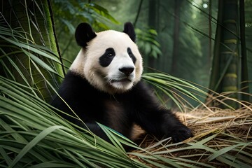  panda in  bamboo forest