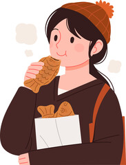 붕어빵을 먹는 여자