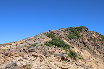 Fototapeta na wymiar 乗鞍岳の風景。乗鞍岳は飛騨山脈南部にある剣ヶ峰を主峰とする山々の総称。