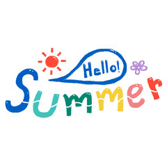 Hello summer colorful word