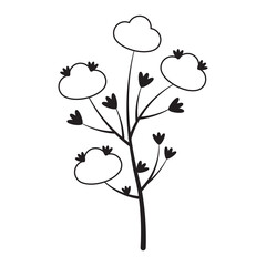 Autumn Flower Graphic Sketch Drawing Outline Style