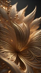 3D Golden Floral Structure Background 