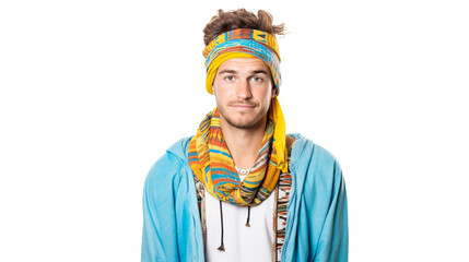 Creative Southeast European man, ethnic groups, white background, transparent background  Generative AI