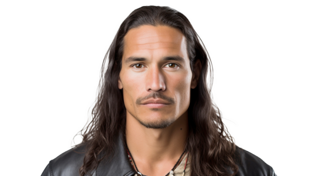 Compassionate Hispanic-Native American man, ethnic groups, white background, transparent background  Generative AI