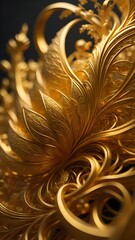 3D Golden Floral Structure Background 