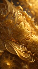 3D Golden Floral Structure Wallpaper 