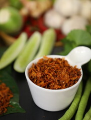 Asian food and ingredients With rice and omelette