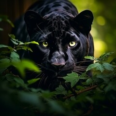 black panther animal big cat in jungle cinematic hd