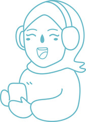 focused at smartphone display chooses audio track