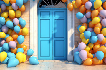 Holiday background with colorful balloons.