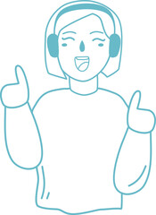 woman smiling and wearing wireless headphones