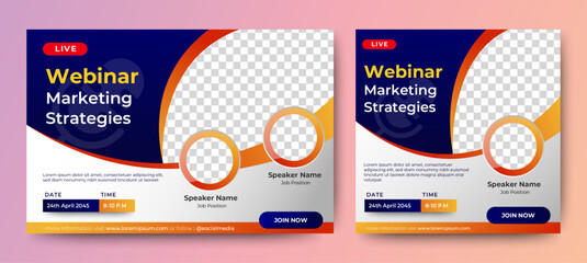 Webinar banner marketing event social media post feed. seminar banner template. vector