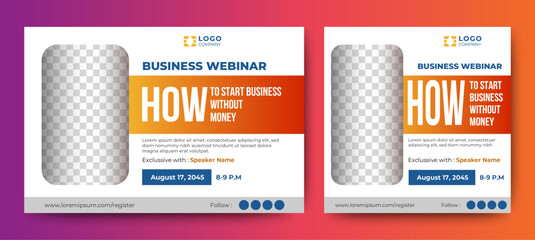Business plan process live webinar banner template design. vector