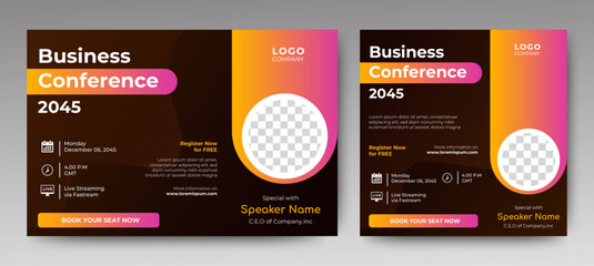 Webinar banner marketing event social media post feed. seminar banner template. vector