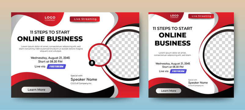 Online webinar conference banner template. web and social media layout. vector