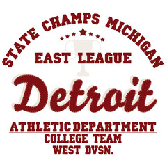 Detroit sport division, college league, legendary champions typography, t-shirt graphics