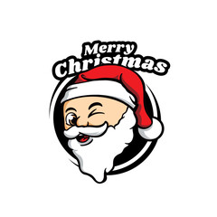 cute santa claus face illustration in red hat