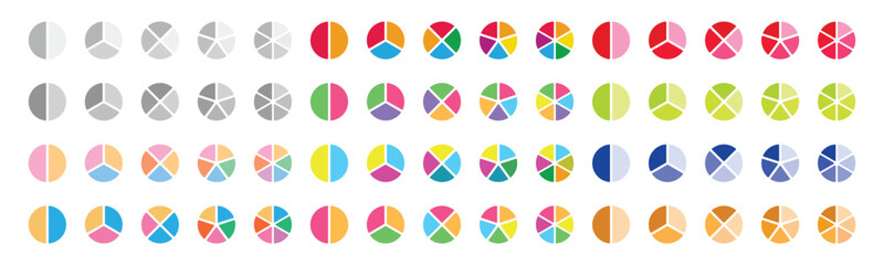 Set of blue circle pie charts templates. Collection of circular pie charts 1 to 15 steps elements EPS10 - Stock Vector.