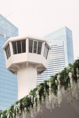 beautiful luxury wedding event colourful flower flora decoration concept and romantic lighting sculpture for outdoor garden rom solemnisation and hotel fine dining