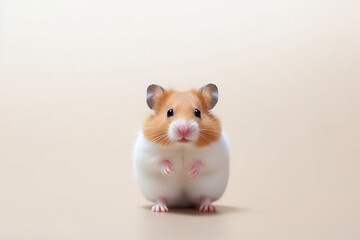 Little cute adorable hamster sitting with a white background