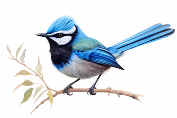 Splendid Fairywren white background