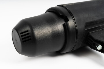 Studio light flash lamp closeup on white background isolated