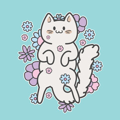 cat with flowers