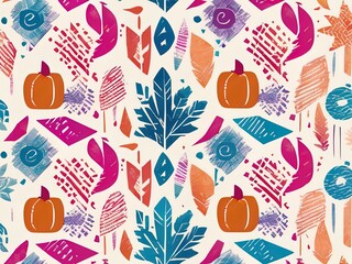 Thanksgiving Day Boho elements with riso print texture with Generative AI.