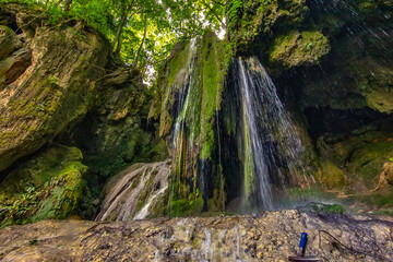 Waterfall in Eastern Serbia with tufa limestones