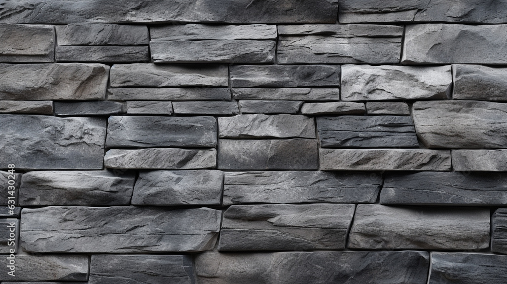 Wall mural Close-Up of natural stone texture flat wall background, Rough grey stonework backdrop. Generative ai.