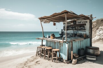 Beach bar ocean vintage. Generate Ai