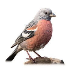 Fototapeta premium Gray-crowned rosy-finch bird isolated on white. Generative AI
