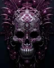 Pink skull with flower and decors wallpaper