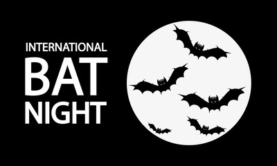 Bat night international bats on the background of the moon, vector art illustration.