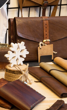 image of handmade leather wallet on the table