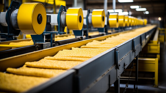 Conveyor Belt Transporting Raw Materials in a Processing Plant 