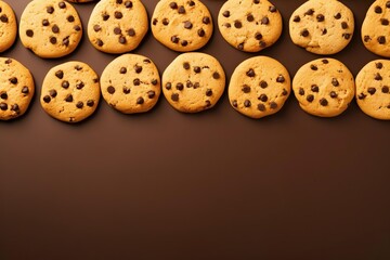 chocolate chip cookies background with Copy space