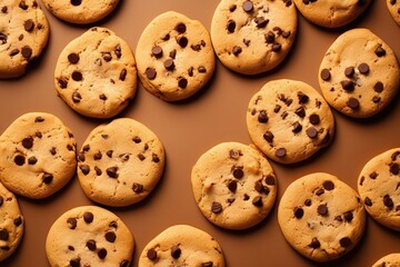 chocolate chip cookies background with Copy space