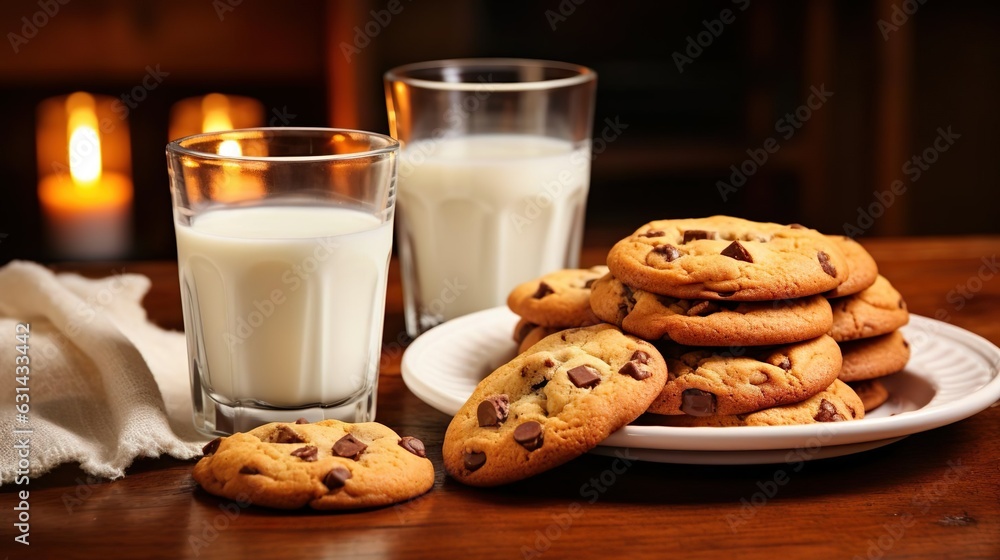 Wall mural A plate of freshly baked chocolate chip cookies