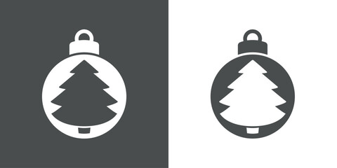 Tiempo de Navidad. Logo con silueta de bola de navidad con árbol de navidad para su uso en invitaciones y felicitaciones