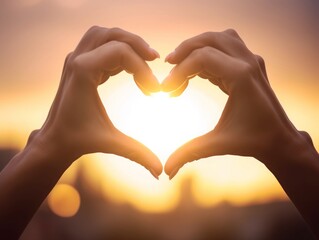 International Day of Friendship concept: hands in shape of heart on blurred  background, Generative AI