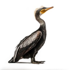Great cormorant bird isolated on white. Generative AI