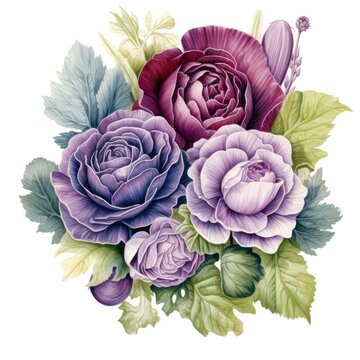A pile of Cabbage and their flowers and leaves. Generative AI
