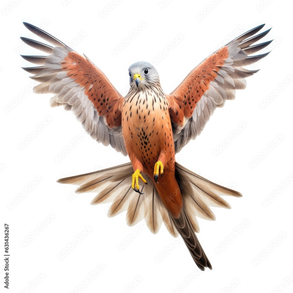 Wall mural Eurasian kestrel bird isolated on white. Generative AI