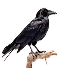 Fototapeta premium Chihuahuan raven bird isolated on white. Generative AI