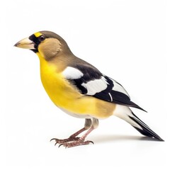 Evening grosbeak bird isolated on white. Generative AI