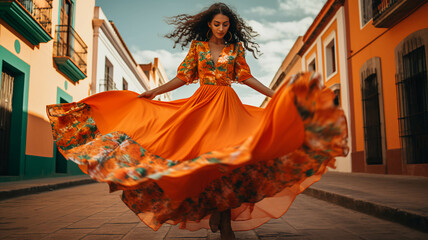 Fototapeta premium latin american, mexican, traditional, folklore, regional colorful, dancer
