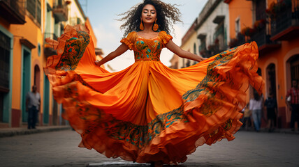 Fototapeta premium latin american, mexican, traditional, folklore, regional colorful, dancer