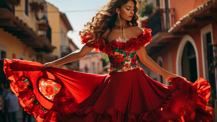 Naklejka premium latin american, mexican, traditional, folklore, regional colorful, dancer