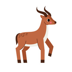 Vector picture of cute antelope isolated on white background.